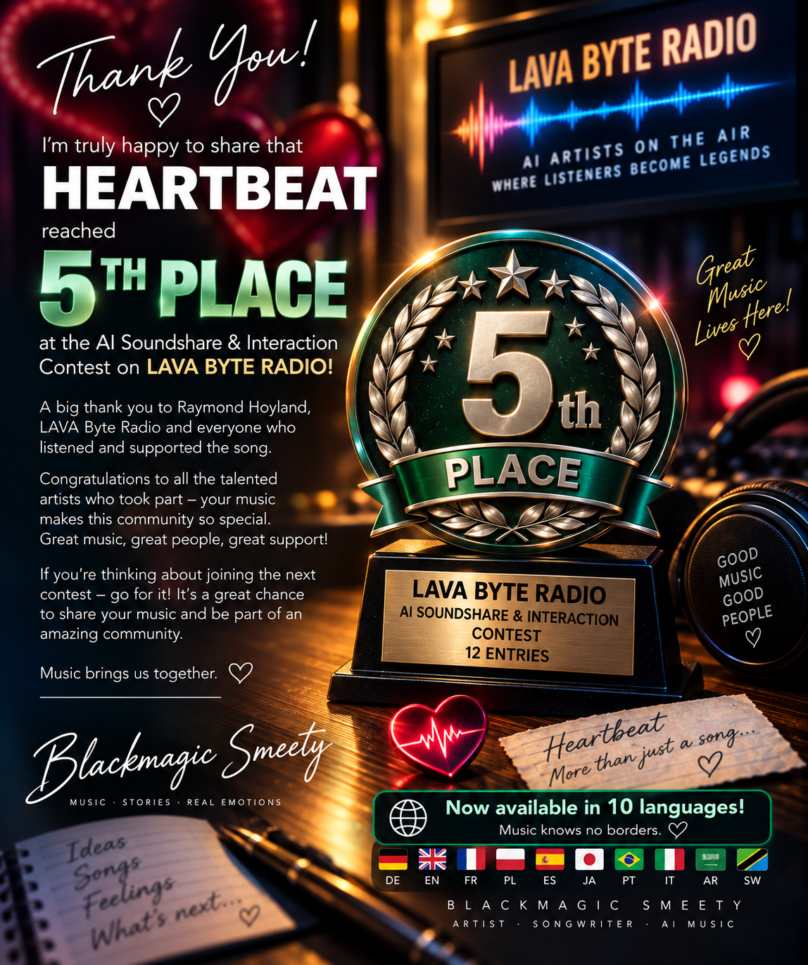Heartbeat – 5. Platz bei Lava Byte Radio