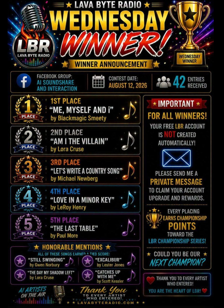 Lava Byte Radio Wednesday Winner Grafik für Me, Myself and I